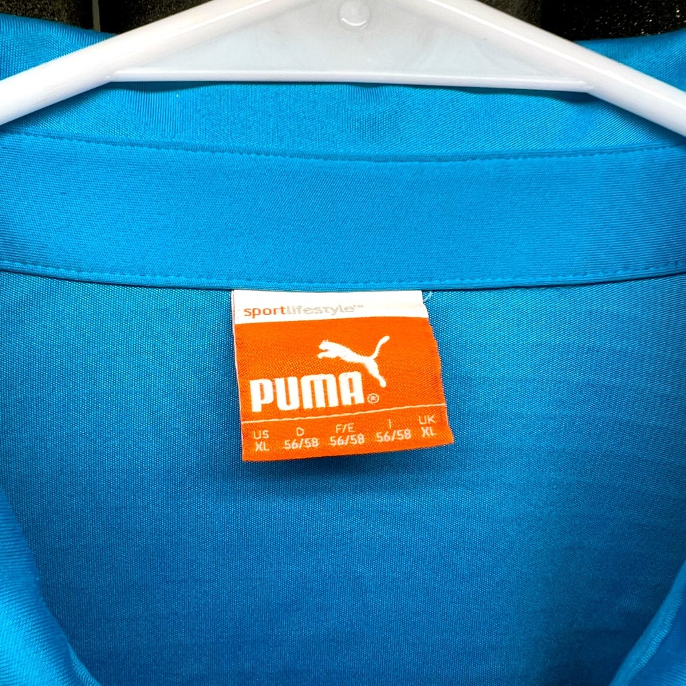 Puma Golf Polo Shirt XL Dry Cell Blue / White Stripes / Diamonds - Picture 3 of 6